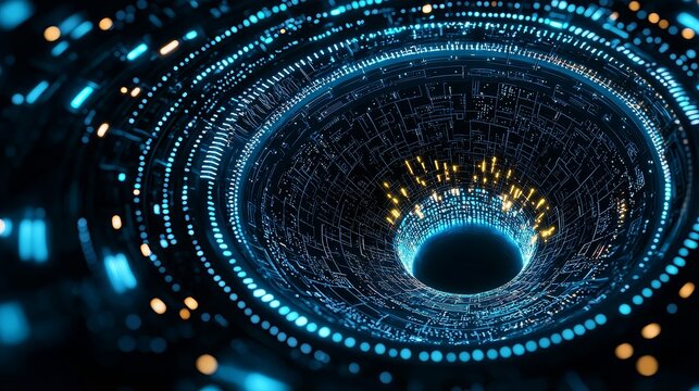 Data-Driven Paradigm: An abstract image of streams of data flowing into a central AI model, embodying the theory of data-driven learning as a leading approach in modern AI paradigms.