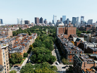 Drone view of Boston, Massachusetts, USA.