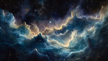 Fototapeta premium A stunning cosmic scene featuring vibrant clouds of gas and stars set against a dark, expansive background, evoking the beauty of the universe.