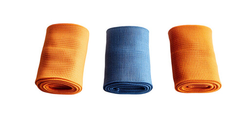 three set of Knee Wraps isolated transparent background