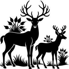set of deer silhouettes