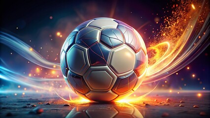 Fototapeta premium Futuristic Mechanical Soccer Ball with Neon Glow in Glossy White Material