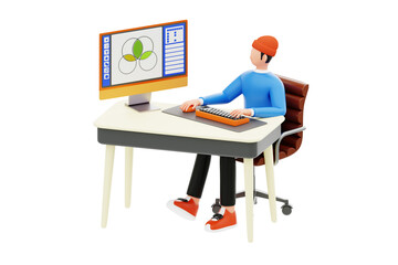 Logo Designer 3D Character Illustration.