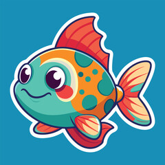 Fish sticker vector
