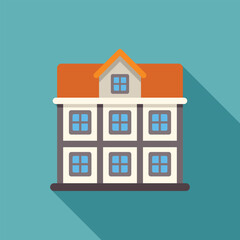 Simple and modern house design with a minimalist aesthetic, featuring clean lines, a bold orange roof, and a long shadow