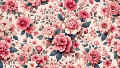 Elegant Floral Pattern with Pink Blooms