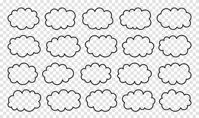 Set of simple outline clouds