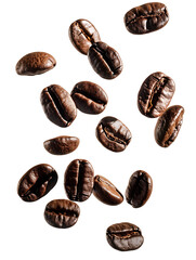 Fototapeta premium Clear Background with Coffee Beans Flying