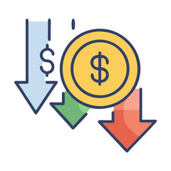 Cost increase vector flat icons. Vector illustration