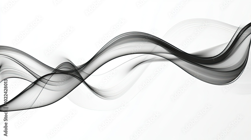 Poster abstract black smoke patterns curling through a stark white background, creating a mesmerizing visua