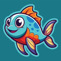 Fish sticker vector
