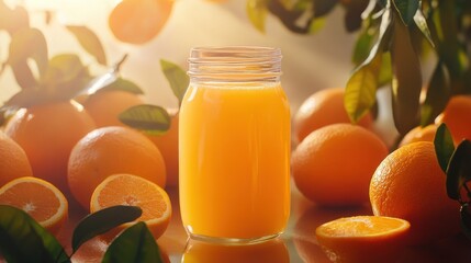 A Jar of Freshly Squeezed Orange Juice With Oranges