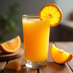 Fototapeta premium Vibrant Orange Juice with Fresh Orange Slices
