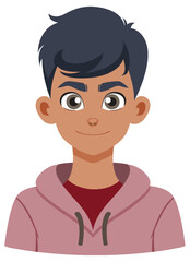 Smiling Boy in Pink Hoodie