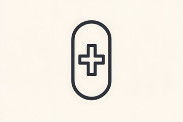 Obraz premium A black line drawing of a pill with a cross inside