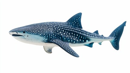 Naklejka premium A spotted whale shark swimming against a white background