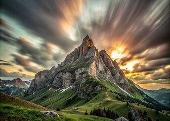 Long Exposure of the Majestic Grosser Mythen Mountain Peak in Schwyz, Switzerland at Dusk