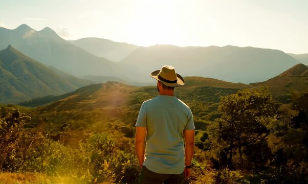 Australian Man Hiking in Beautiful Landscape