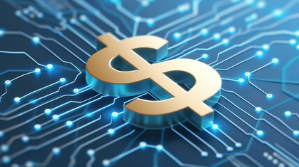 Stunning digital art of a ruble symbol, blending tech vibes and binary code on a sleek blue and white canvas.