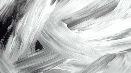 Fototapeta premium Abstract black and white paint strokes on textured canvas