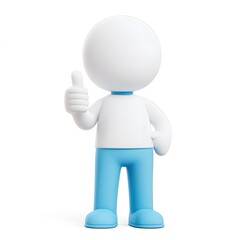 Fototapeta premium 3D person Giving Thumbs Up on White Background