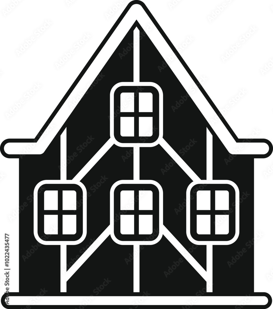 Poster black solid icon for a smart home automation system controlling house devices