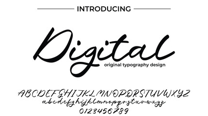 Digital Font Stylish brush painted an uppercase vector letters, alphabet, typeface