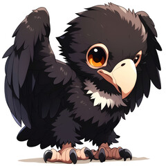 Obraz premium A cute, cartoonish creature resembling a baby griffin with large eyes and fluffy feathers.