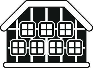 Simple icon of a modern eco friendly house using renewable energy sources