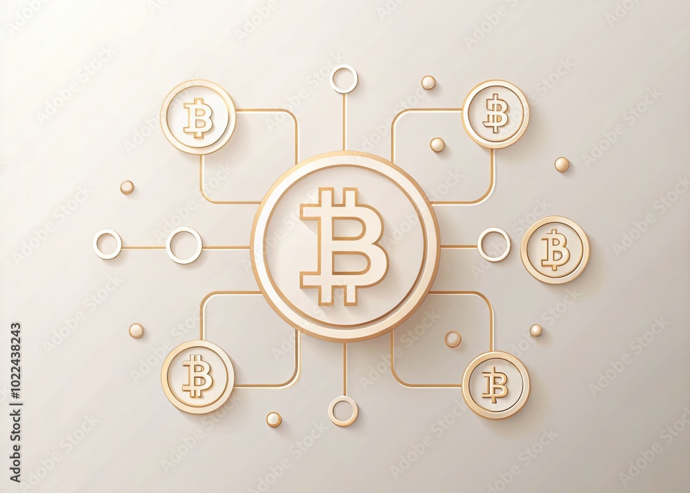 Poster minimalist bitcoin icons collection in thin linear style for modern digital design