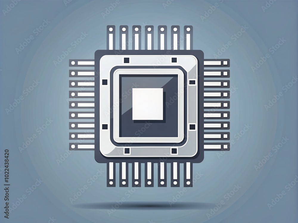 Poster minimalist circuit chip icon for modern web and mobile design