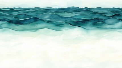 Obraz premium Delicate watercolor wave illustration in soft pastel colors, arranged on a light background with minimalist style, featuring a seamless pattern for holiday and winter themes, elegant and hand-painted