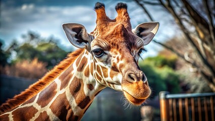 Obraz premium Minimalist Giraffe Safari Icon in Simple Colors for Vector Art Design