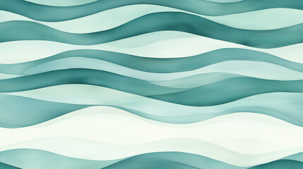 Delicate watercolor wave illustration in soft pastel colors, arranged on a light background with minimalist style, featuring a seamless pattern for holiday and winter themes, elegant and hand-painted
