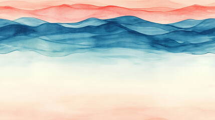 Obraz premium Delicate watercolor wave illustration in soft pastel colors, arranged on a light background with minimalist style, featuring a seamless pattern for holiday and winter themes, elegant and hand-painted