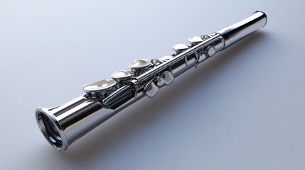 Fototapeta premium Silver Flute: A Close-Up Look at a Beautiful Instrument