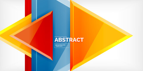 Abstract background - colorful triangles with 3d effect. Vector Illustration For Wallpaper, Banner, Background, Card, Book Illustration, landing page