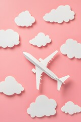 Paper airplane in the clouds