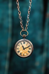 Old pocket watch chain resting on a vintage jacket