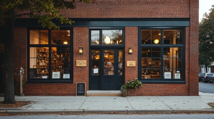 Brick Building with Storefront and Glass Doors