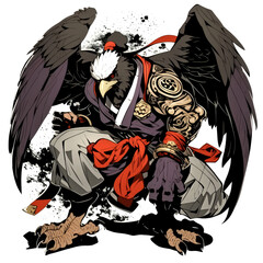 A stylized anthropomorphic bird character in dynamic pose, showcasing strength and artistry.