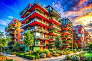 Obraz premium Modern Wohnblock Architecture with High Dynamic Range Detailing