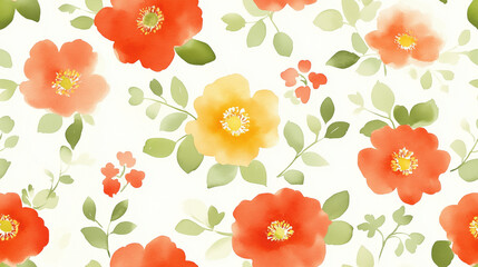 Delicate watercolor flower illustration in soft pastel colors, arranged on a light background with minimalist style, featuring a seamless pattern for holiday and winter themes, elegant and hand-painte