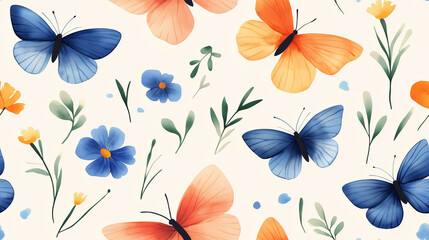 Obraz premium Delicate watercolor flower illustration in soft pastel colors, arranged on a light background with minimalist style, featuring a seamless pattern for holiday and winter themes, elegant and hand-painte