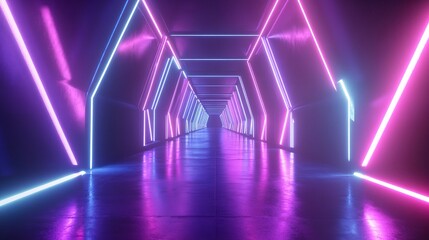 Neon Light Tunnel with Futuristic Vibes