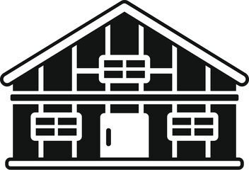 Building construction with wooden frame being built showing windows and doors