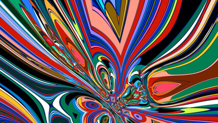 Abstract, colorful, psychedelic fluid background for Music Festival 2025