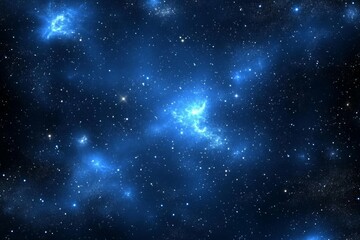 Obraz premium Starry night sky with deep blue tones, distant stars and constellations, mysterious and ethereal atmosphere with soft glow.