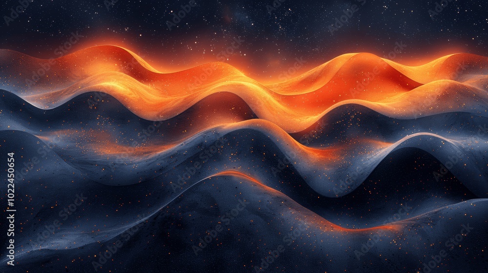 Poster retro psychedelic color wave abstract background with 70s 80s vibes and gradient on black