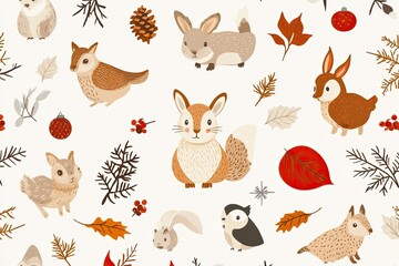 seamless pattern with assortment of animals 